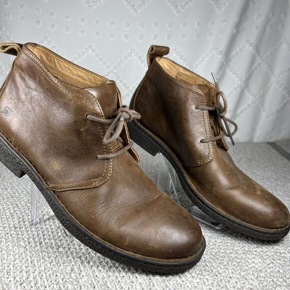 Born Bismark Chukka Boot Lace Up Pull Tab Dark Brown Leather Men's Size 13 - Picture 2 of 10